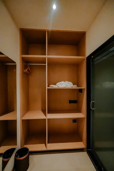 Bedroom wardrobe of Premium double room at BKS Grand Hotel, Kodigehalli, Bengaluru